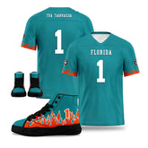 Custom Green Orange Miami Football Jersey and Firesoul Sports Shoes Combo Offer Personalized Combo ZH-D020273-24